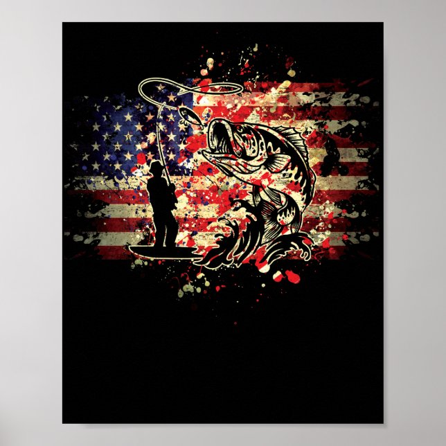 USA Fish American Flagga Fishing Independence day Poster (Framsidan)