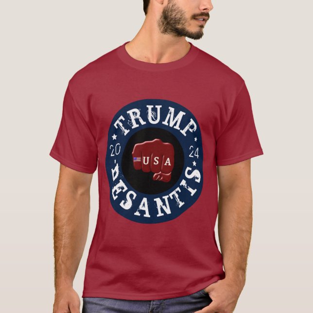 USA Fist Tattoo Trump DeSantis 2024 T Shirt (Framsida)
