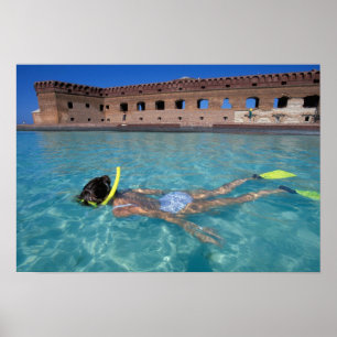 USA, FL, Florida Nycklar, Fort Jefferson, 1846. Poster