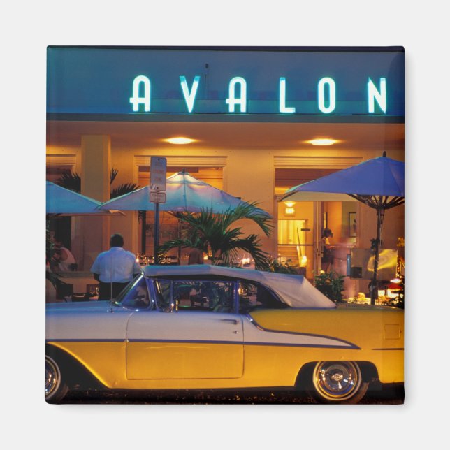 USA, FL, Miami, South Beach på natten. Magnet (Framsidan)