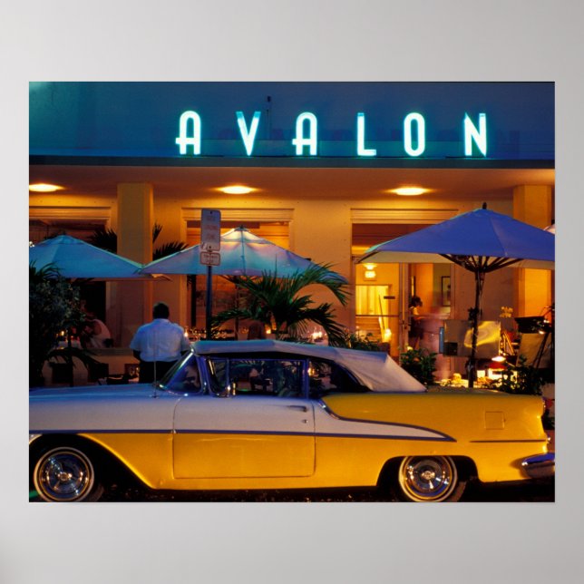 USA, FL, Miami, South Beach på natten. Poster (Framsidan)