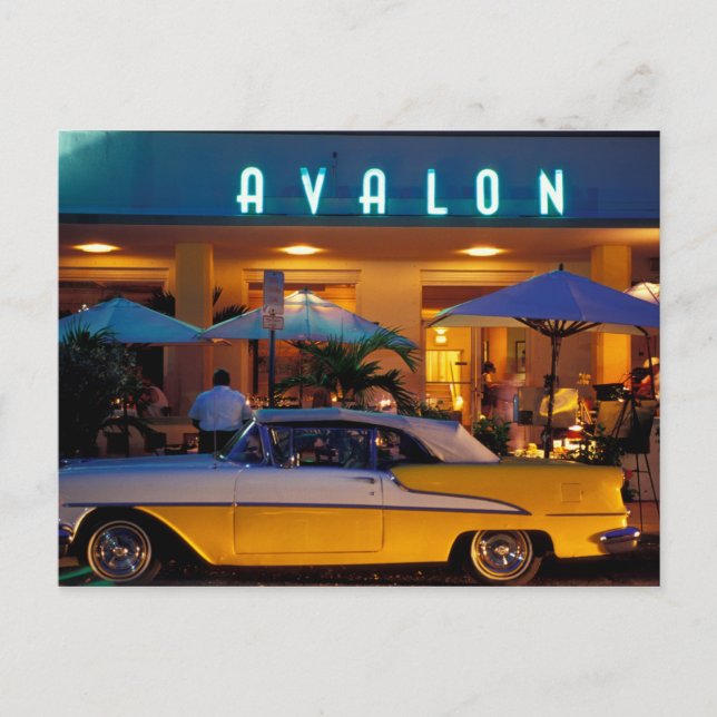 USA, FL, Miami, South Beach på natten. Vykort (Framsida)