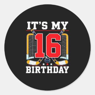 Usa flag 16th birthday hockey player 16 years old runt klistermärke
