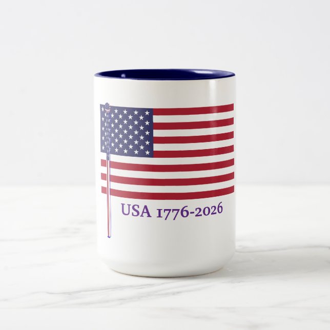 USA FLAG 1776-2026 årsjubileum Två-Tonad Mugg (Center)