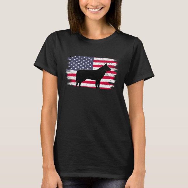 USA Flag 4th of July Siberian Husky Dad Mom Dog T Shirt (Framsida)