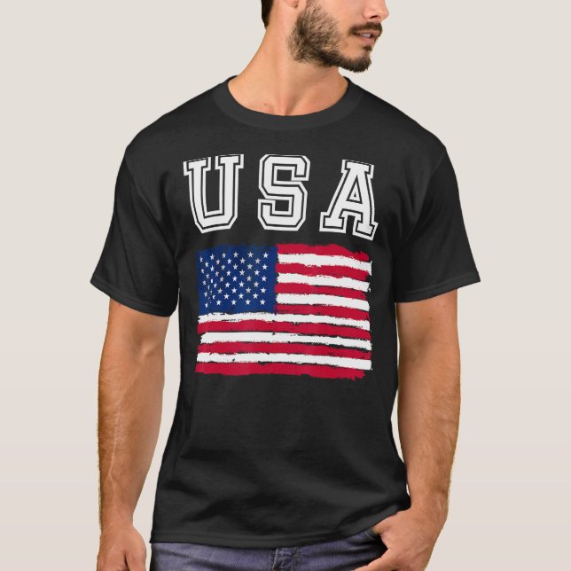 USA flag 4th of july us day of independence T Shirt (Framsida)