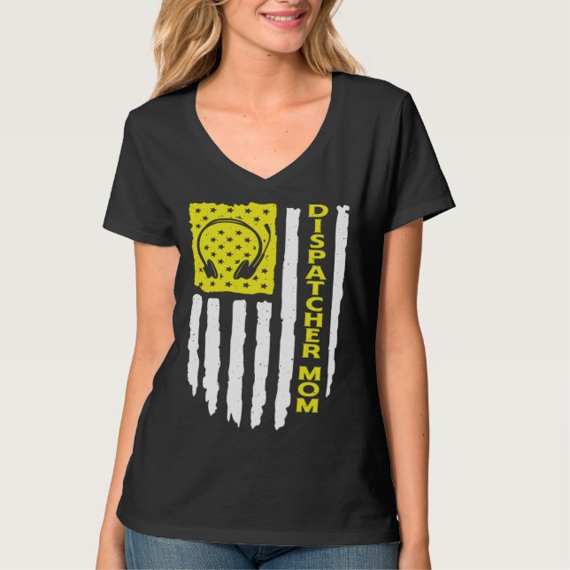 USA Flag 911 Dispatcher Mom Dispatch Operator 911  T Shirt (Framsida)