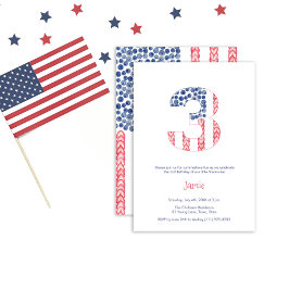 USA Flag Alfresco Trädgård 3-års födelsedagsfest Inbjudningar