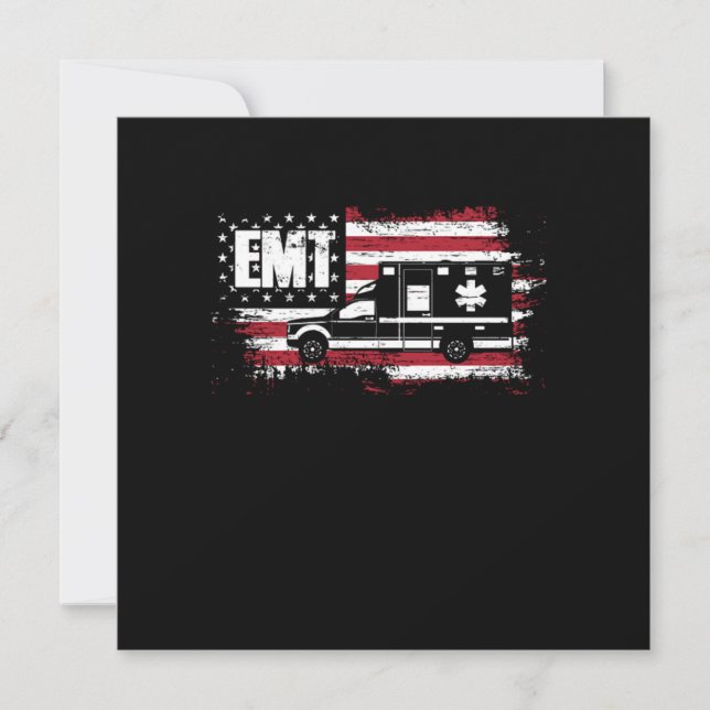USA Flag Ambulance EMT EMS Doctor First Aid Parame Inbjudningar (Framsida)