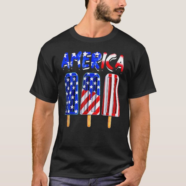USA Flag America Cream Popsicle Patriotic 4th Of J T Shirt (Framsida)