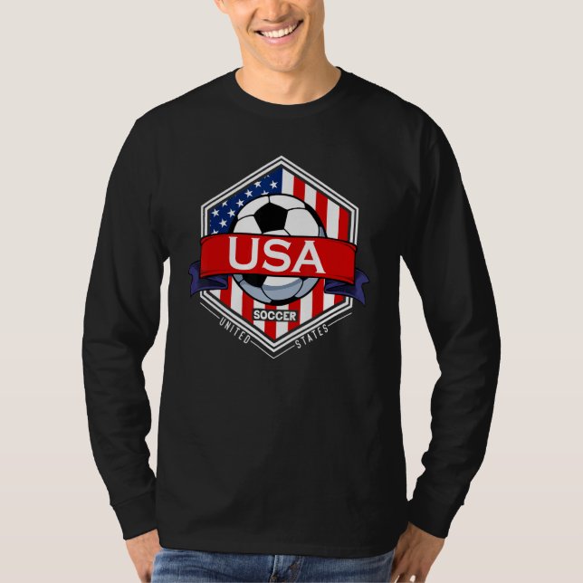 USA Flag American Patriotic Soccer Fan Player Foot T Shirt (Framsida)