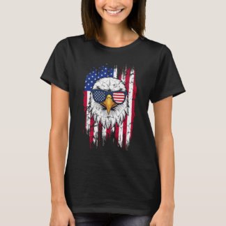 USA Flag And American Bald Eagle Grunge T Shirt