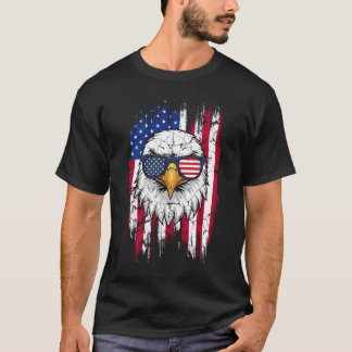 USA Flag And American Bald Eagle Grunge T Shirt