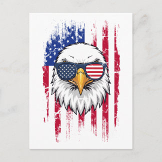 USA Flag And American Bald Eagle Grunge Vykort