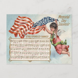 USA Flag Angel Kerub Stjärnspäckta bander Vykort