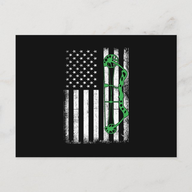 USA Flag Arrow Bow Archery Bowman Shooting Archer  Vykort (Framsida)