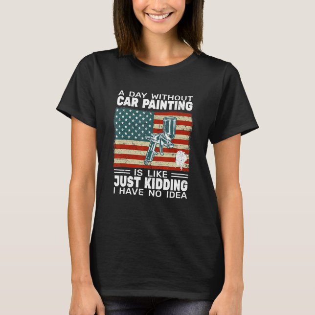 USA Flag auto body painter car painter accessories T Shirt (Framsida)