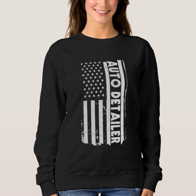 USA Flag Auto Detailer Apparel Car Polish America T Shirt (Framsida)