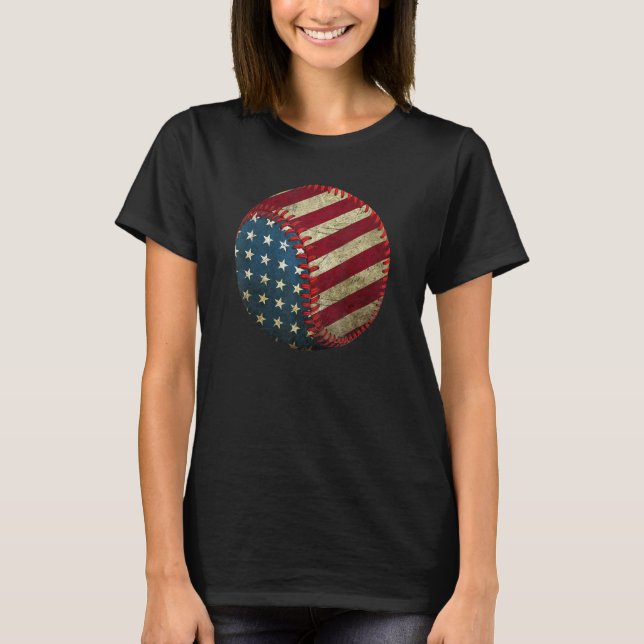 USA Flag Baseball Ball Sports  & Players Internati T Shirt (Framsida)