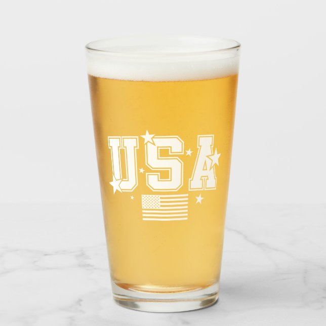 USA Flag Beer Glaskopp (Framsida fylld)