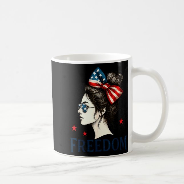 Usa Flag Bow Messy Bun Girls Dom American Flag Pat Kaffemugg (Höger)