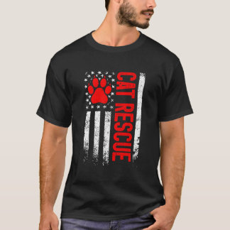 Usa Flag Cat Adoption Rescue Cat Animal Rescue Cat T Shirt