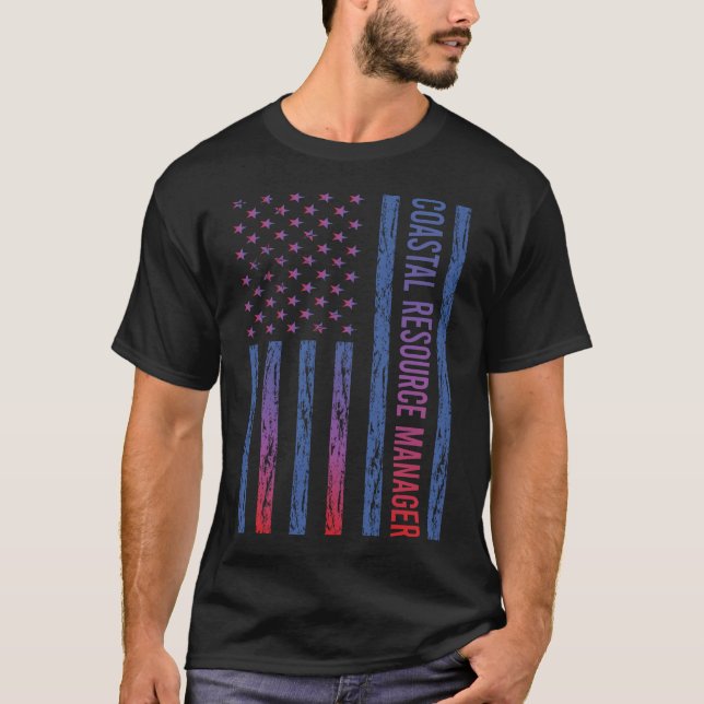 USA Flag Coastal Resource Manager T Shirt (Framsida)