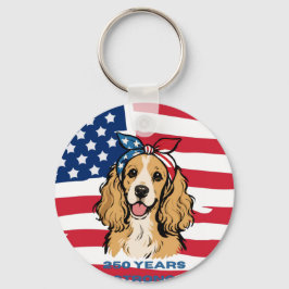 USA Flag Cocker Spaniel Nyckelring