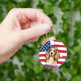 USA Flag Cocker Spaniel Nyckelring