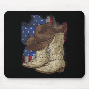 Usa Flag Cowboyhatt Cowboy Stövlar Usa Cowboy Musmatta