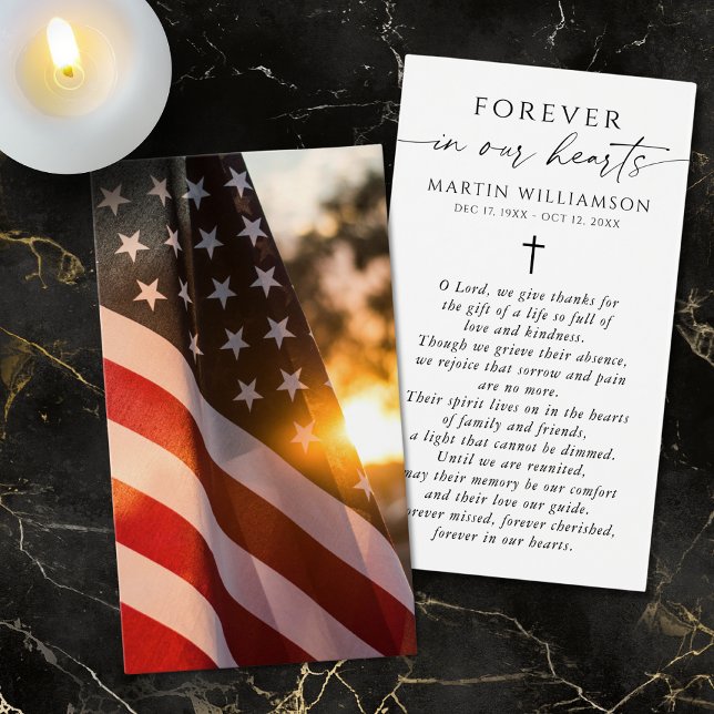 USA Flag Cross Sympathy Funeral Prayer Card Visitkort (Skapare uppladdad)