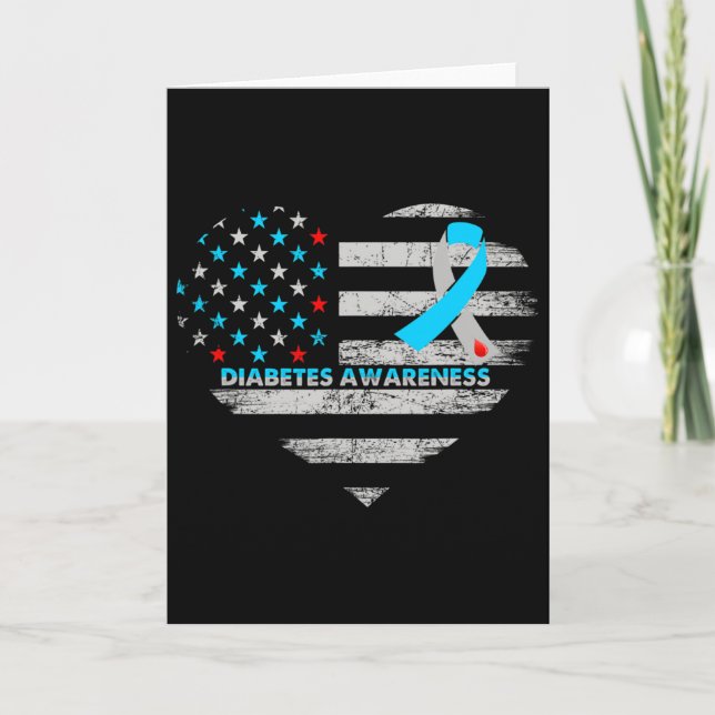 Usa Flag Diabetes Awareness Heart Family Support  Kort (Framsida)