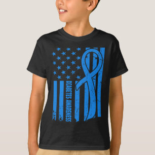 Usa Flag Diabetes Krigare Blå Diabetes Typ 1 Awa T Shirt