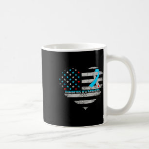 USA Flag Diabetes Medvetenhet Hjärt Familj Stöd Kaffemugg