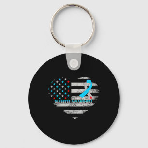 USA Flag Diabetes Medvetenhet Hjärt Familjestöd Nyckelring
