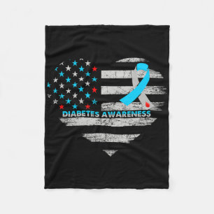 USA Flag Diabetes Medvetenhet Hjärta Familjestöd Fleecefilt