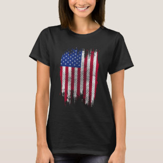 USA Flag Distressed Halftone Design T Shirt