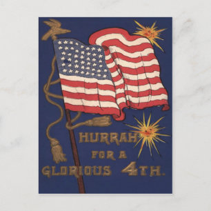 USA Flag Eldsprängning 4:e Juli Vykort