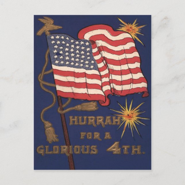 USA Flag Eldsprängning 4:e Juli Vykort (Framsida)