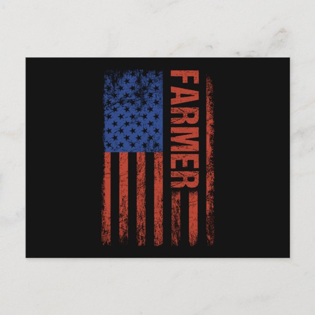 USA Flag Farmer Farm Farming Ranch Tractor Agricul Vykort (Framsida)