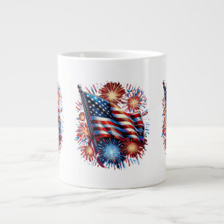 USA Flag Fireworks Patriotic Jumbo Mugg