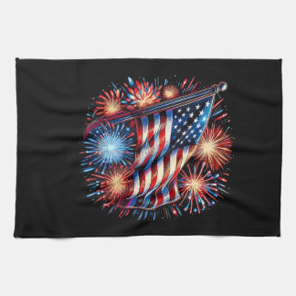 USA Flag Fireworks Patriotic Kökshandduk