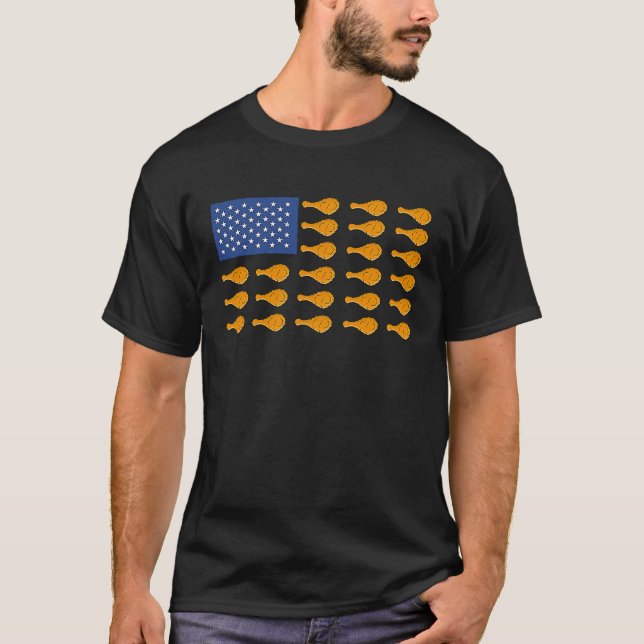 USA Flag Fried Chicken Outfit Fast Food America T Shirt (Framsida)
