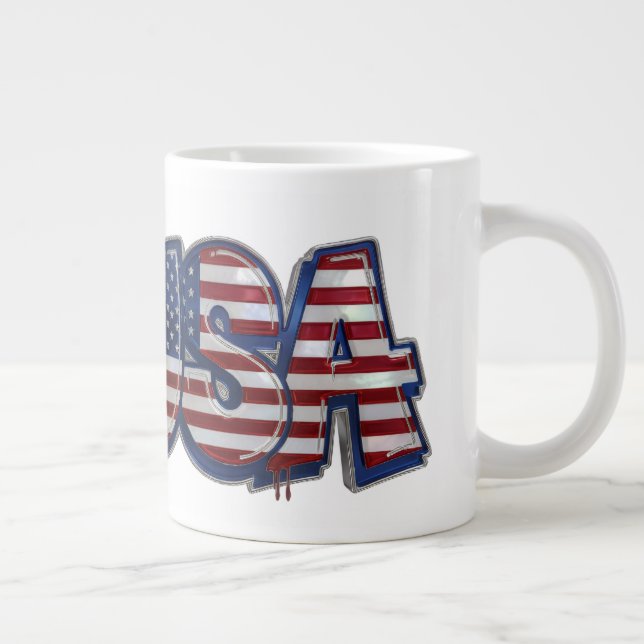 USA Flag Graffiti Personlig Text Jumbo Mugg (Höger)