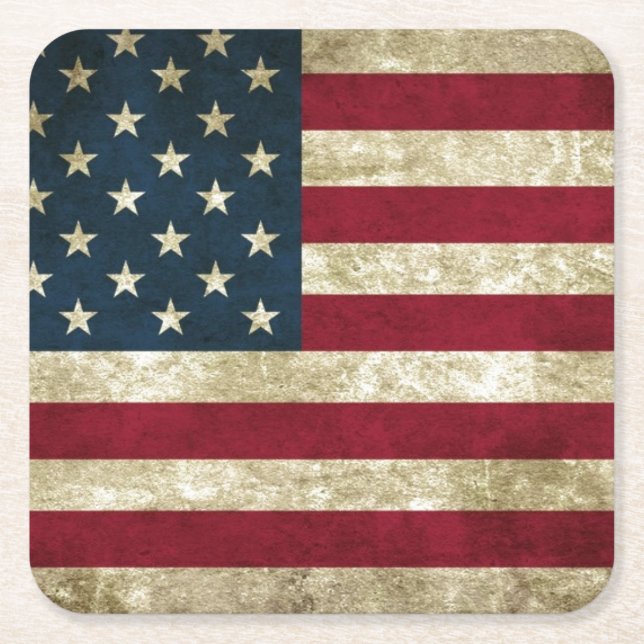 USA Flag Grunge Underlägg Papper Kvadrat (Framsidan)