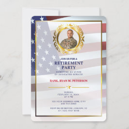 USA Flag | Guld lagerblad | Lyxig pensionering Inbjudningar