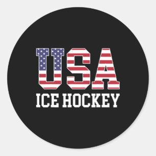 Usa Flag Hockey Spelare - Amerikansk Usa Ishockey Runt Klistermärke