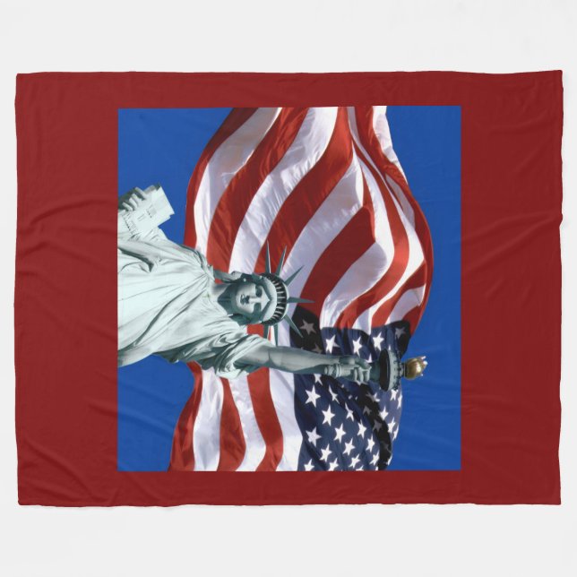 USA Flag Lady Liberty Fleece Blanket (Framsidan (Horisontell))