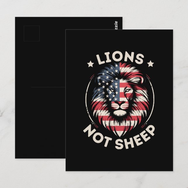 USA FLAG , LEJON INTE FÅR VYKORT (Fram/baksida)