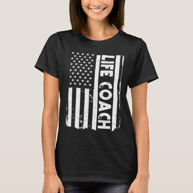 USA Flag Life Coach Living Lifestyle America T Shirt (Framsida)
